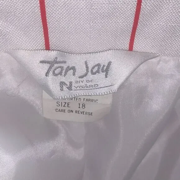 Vintage Tan Jay White Cherry Red Striped Blazer Jacket Women’s Size 18 - Picture 10 of 13